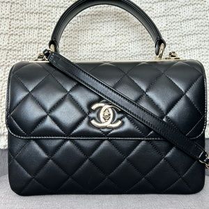 Chanel Lambskin Quilted Small Trendy CC Dual Handle Flap Bag Black